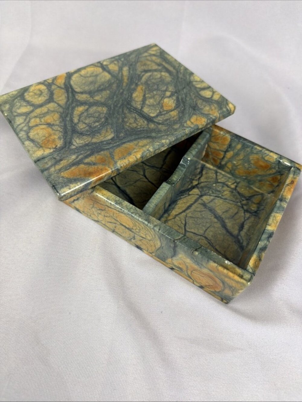 Marbel Stone Playing Card Box 2 Decks Case Trinket 4.5"x6.25"